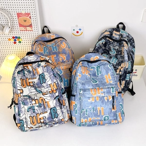 Graffiti cartoon backpack with large capacity and stylish fashion prints for students