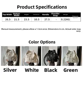 Tableau des tailles montrant dimensions et couleurs pour le sac seau papillon
