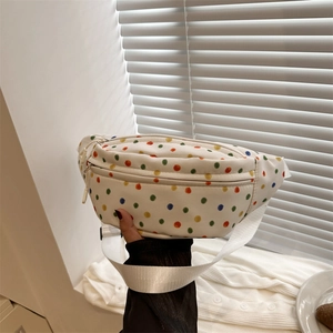 Women Trendy Colorful Polka Dot Nylon Belt Bag Casual Fashion Adjustable Strap Chest Crossbody Bag Small Shoulder Waist Bag