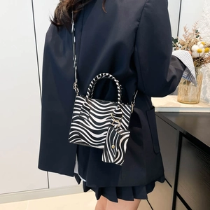 French style zebra print shoulder bag and matching small pouch set for women