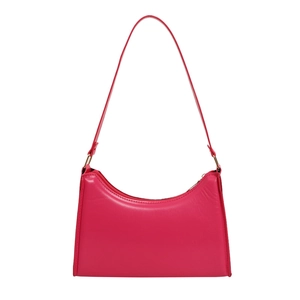 Chic magenta large capacity crescent shoulder bag in premium PU leather for women