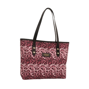 Rosa Shopper mit Leopardenmuster aus Wildlederimitat und schwarzen Lederriemen