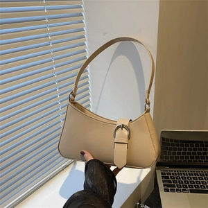 Large Capacity PU Leather Underarm Shoulder Bag For Women Vintage Urban Minimalist Solid Color Tote Handbag For Daily Work