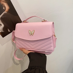 Petit Sac Carré Matelassé avec Boucle Papillon pour Femmes Sac à Bandoulière en Cuir PU Sac à Main Élégant