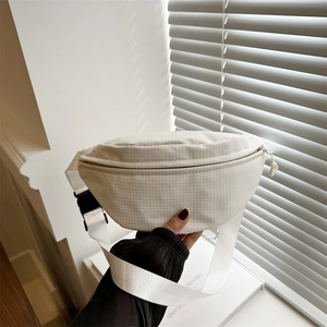 Sac de Poitrine Fashion Oxford pour Femme Texture Grille Grande Capacité Sac Banane Bandoulière pour Voyage Rue Quotidien