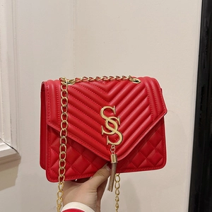 Sac à Épaule Matelassé pour Femmes Mode Sac Bandoulière Motif Losange Avec Chaîne en Métal Et Gland Petit Sac Carré à Rabat