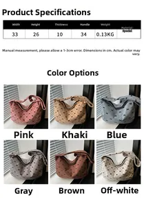 Tabella taglie dettagliata e opzioni colore per la borsa shopper in maglia con fiocco