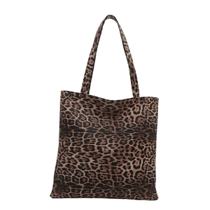 Large leopard print canvas tote bag for women, retro stylish shoulder handbag for commute