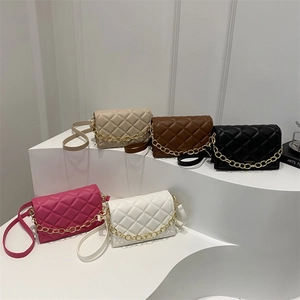 Chic quilted crossbody bag with gold chain strap in multiple colors and textures