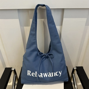 Women Large Capacity Canvas Tote Bag Casual Letter Print Shoulder Bag With Bow Decoration Minimalist Commuting Handbag