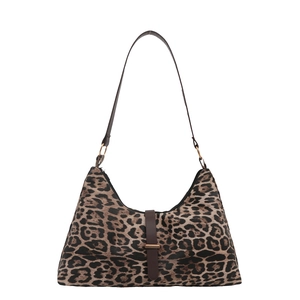 Große Damen Schultertasche mit Leopardenmuster, Goldschnalle und verstellbarem Gurt