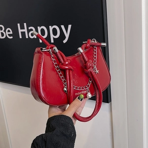 Sac Sous le Bras en Cuir PU Mode Femme Chaîne de Künstliche Perles Pendentif Étoile Sac Hobo Bandoulière à Nœud