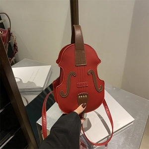 Creative Violin Shaped Women Shoulder Bag Retro PU Leather Crossbody Bag Fashion Rivet Guitar Shape Handbag Multifunctional Backpack