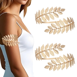 Brassard Feuille Baroque pour Femmes Réglable Strass Fer Bracelet Punk Bijoux de Mariage Accessoires Brassard Déclaration