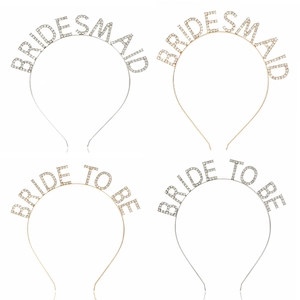 Serre-tête Alphabet en Strass pour Mariée et Demoiselle d'Honneur Alliage Lettre Coiffe Or Argent Or Rose Décorations de Mariage
