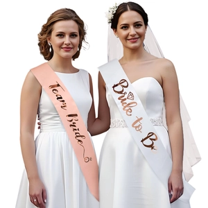 Satin Bride To Be and Team Bride sashes set with elegant rose gold foil lettering