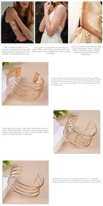 Bracelet de bras doré ajustable 7,3cm avec motifs baroques de feuilles spirales