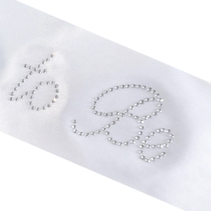 White satin bride sash with rhinestone Love lettering for bridal shower decoration