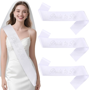 White satin Bride to Be sash with rhinestone lettering for wedding party decor