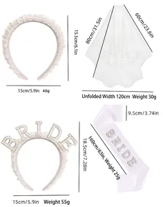 Spécifications de taille pour set d'accessoires de mariée avec serre-tête et voile