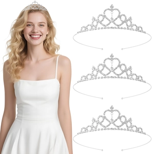 Crystal Heart Shape Crown Tiara for Women Girls Zinc Alloy Rhinestone Princess Hair Band for Wedding Birthday Party Celebration Accessories
