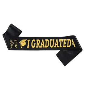 Class Of 2026 Graduation Sash Satin Honor Ribbon I Graduated Ceremonial Sash For Graduation Party Black Gold Printed Sash