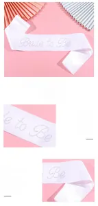 Close-up of Bride to Be satin sash with shimmering rhinestones for bridal parties