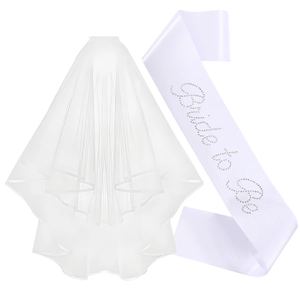Bridal Bachelorette Party Veil And Sash Set White Satin Sash With Rhinestone Bride To Be Lettering Wedding Decorations For Women