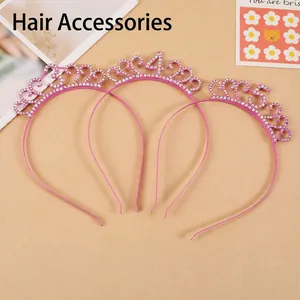 Serre-tête couronne de princesse rose avec strass et chiffres 3 4 5 pour enfant