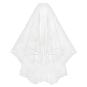 White multi-layer bridal veil with satin edge and elegant tulle design for weddings