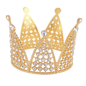 Accessorio per Capelli a Corona in Strass Dolce Principessa per Bambini Ragazze Compleanno Festa Decorazione Torta Elegante Diadema in Lega d'Oro