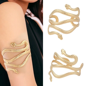 Europäische Amerikanische Mode Übertriebener Schlangenkopf Oberarmreif Einstellbare Metall Schlangenwicklung Armband Schmuck Für Damen