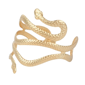 Verstellbarer goldener Schlangen-Armreif mit Schuppentextur im gewundenen Design