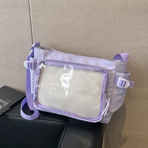Large Capacity Clear PVC Messenger Bag For Women Japanese Ins Style Shoulder Bag With Adjustable Strap Transparent Ita Bag