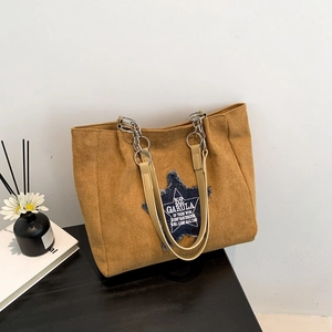 Women Minimalist Large Capacity Nylon Tote Bag Star Detail Stitching Shoulder Bag Casual Commute Chain Handbag