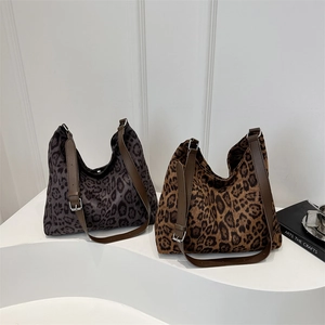 Chic leopard print hobo tote bags with adjustable leather straps in two color options