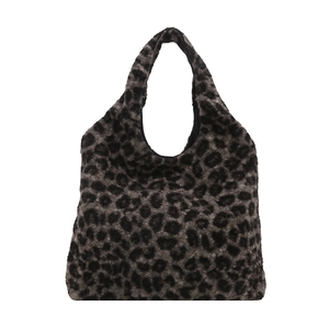 Grand sac cabas léopard en peluche douce pour un style décontracté automne et hiver