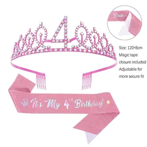 Set corona per 40° compleanno rosa e fascia glitterata con chiusura a velcro e strass lucidi