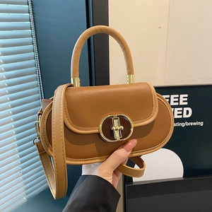 Borsa a Tracolla Vintage in Pelle PU per Donna Moda Chiusura in Metallo Ovale Borsa a Tracolla a Tinta Unita Pendolare