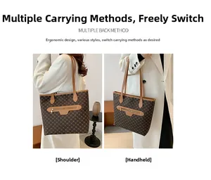 Detail of vintage tote bag with geometric print and convenient front zipper pocket