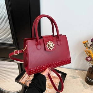 Bolso de Hombro de Mujer con Patrón de Cocodrilo Moda Cuero de PU Bolso Bandolera Gran Capacidad Bolso de Mano con Hebilla Floral Dorada