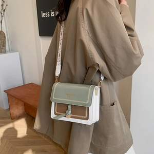 Chic 2024 winter flap crossbody bag with tricolor patchwork and wide shoulder strap