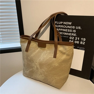 Women Nylon Large Capacity Tote Bag Minimalist Marble Pattern Shoulder Bag For Daily Commuting Office Handbag With Cloud Charm