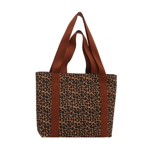 Sac fourre-tout imprimé léopard avec sangles marron et grande capacité de rangement
