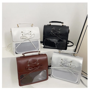 Detailed comparison of four color options for the bow-knot ita bag with clear PVC windows