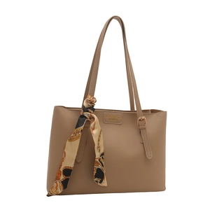 Sac fourre-tout en similicuir kaki avec foulard en soie et boucle dorée