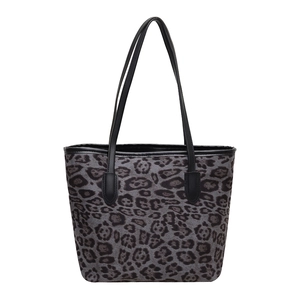 Retro leopard print tote bag with large capacity and stylish black shoulder straps