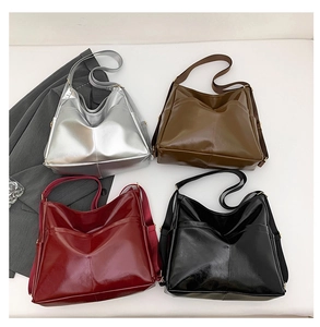 Detailed comparison of hobo bags in silver, brown, burgundy and black soft PU leather