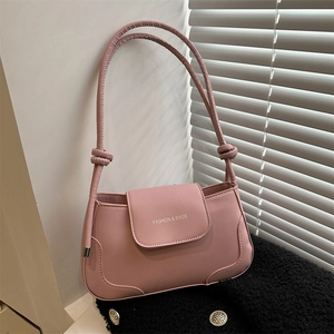 French Retro Solid Color Large Capacity PU Leather Baguette Shoulder Bag For Women Fashion Simple Underarm Square Bag Daily