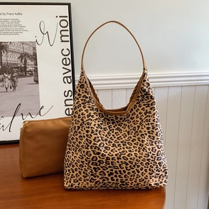 Women Fashion Leopard Print Tote Bag Set Large Capacity PU Leather Shoulder Bag Retro Composite Casual Handbag Set For Daily